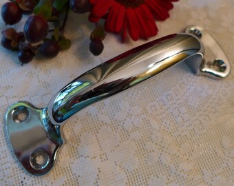 Vintage Chrome Pull Large Oversize Kason Salvage Hardware Large Handle Industrial