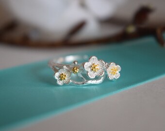 Adjustable Ring, Sterling Silver Adjustable Ring, Flower Ring, Flower Adjustable Ring, Sterling Silver Ring