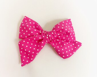 Pink Polka Dot Oversized Elle Bow ~ Summer print bow