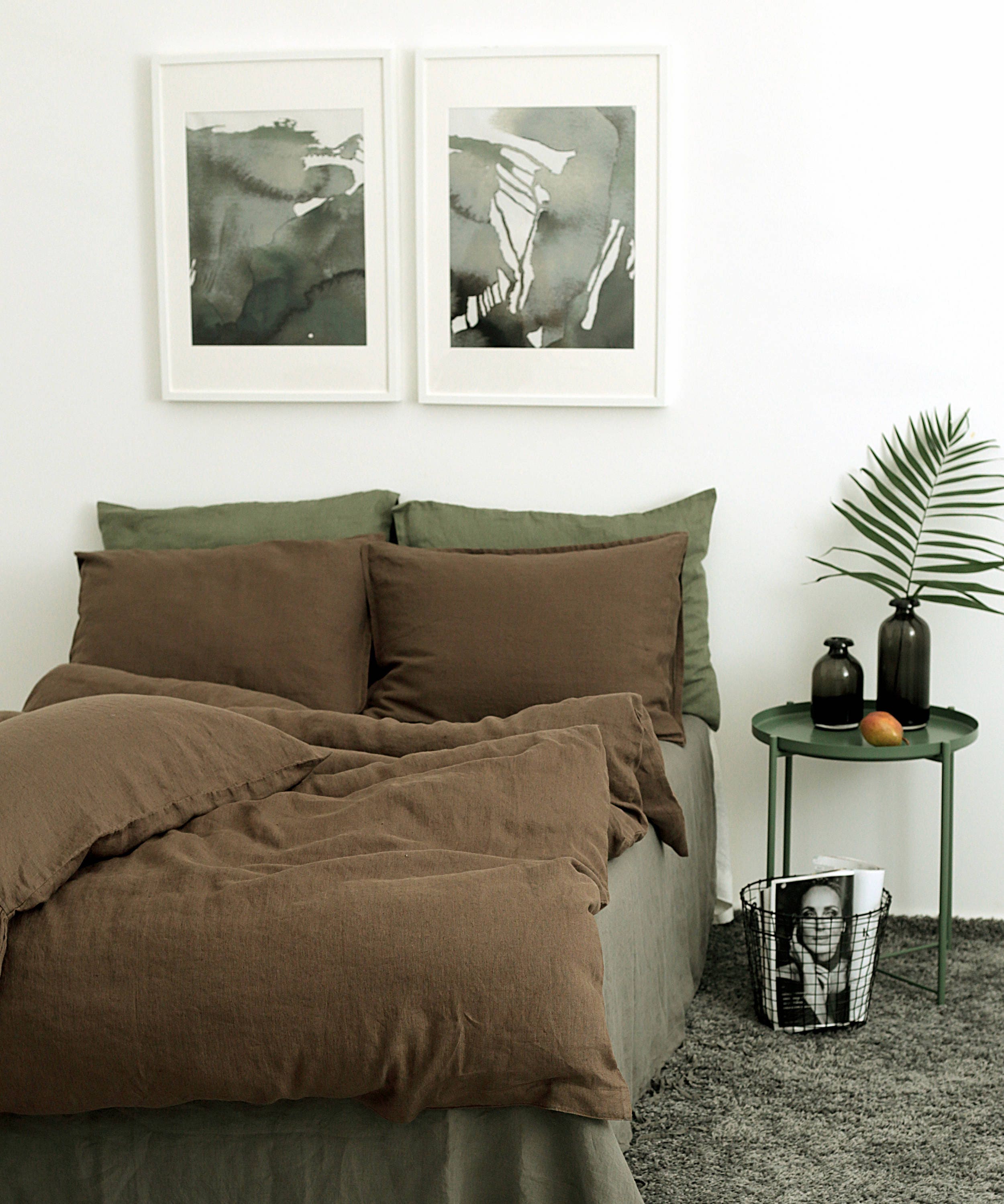 Linen duvet cover. Coffee color duvet. Soft organic bedding ...