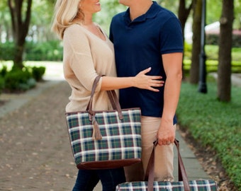 Plaid Avery WB Tote Bag-FREE EMBROIDERY