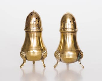 Vintage Brass Salt Pepper Shaker Set