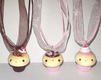 Cupcake Charm Necklaces - Polymer Clay