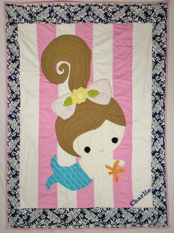 Baby girl quilt Nautical quilt Mermaid quilt Toddler girl