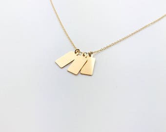 14k Gold Filled Hand Stamped Necklace / Petite Initial Tags