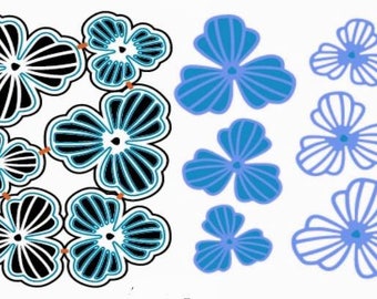 Cut scrapbooking flowers set of 6 cut-out lace