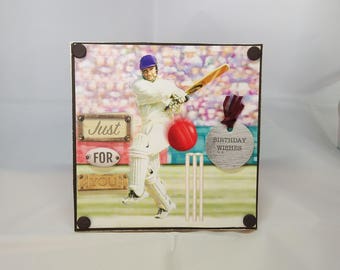 3D Box Birthday Card - Cricket - luxury unique quality special bespoke UK - Dad/Son/Uncle/Brother/Nephew/Granddad