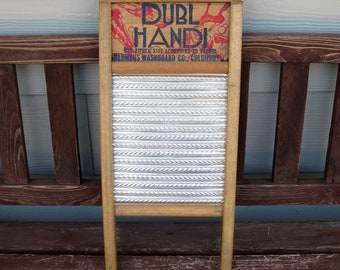 Dubl Handi Wash Board -Silks -Hosiery -Lingerie -Handkerchiefs -Columbus Washboard Co - Small Washboard -farmhouse chic decor -advertising