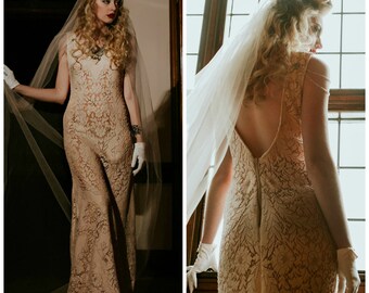 Wedding dress, Boho wedding dress, wedding dress, crochet lace wedding dress, lace wedding dress, v back wedding dress, beach wedding dress,