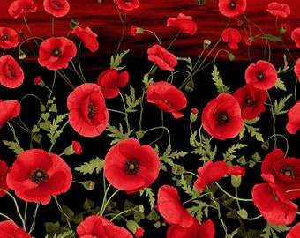 Sunset Poppies Chong-a Hwang Timeless Treasures Fabric Panel
