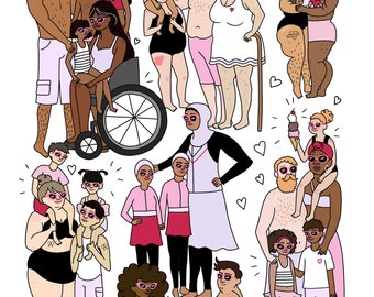 Beach Bodies Print - Hand-Illustrated