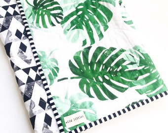 Palm Springs Modern Baby Quilt-Monochrome Mountains-Toddler Quilt-Handmade Crib Quilt-Gender Neutral Baby Blanket-Baby Quilt for Sale