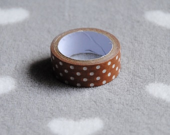 Washi tape masking tape paper coffee color with white polka dots