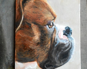Custom Pet Portrait Oil Painting, Boxer Art or your dog's breed, Animal Art Robin Zebley