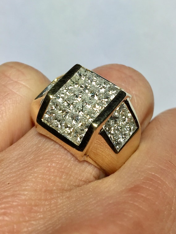 Big Sale 14k gold Men&#39;s Diamond Ring Men Invisible Set
