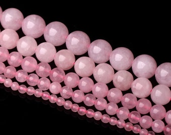 Natural Rose Quartz, Quartz Beads, Rose Quartz Beads, Smooth Round Beads, Semi-Precious, Gemstone Beads, 4 6 8 10 12 14 mm, (CB002)