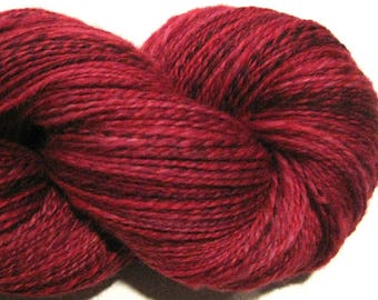 Handspun yarn, Candy Apple, DK weight, 2 ply, 470 yards, crimson yarn, red yarn, hand dyed BFL wool, knitting supplies, crochet supplies