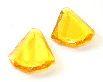 Vintage 1950's Topaz Glass Drops x 7 - Vintage Beads