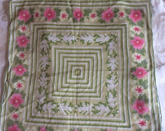 Vintage green pink floral Handkerchief