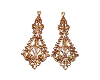 Vintaj vogue elegant filigree charm pair vintaj natural brass company