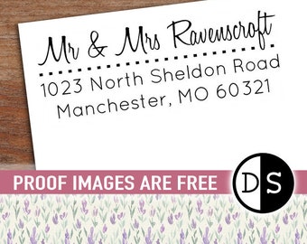Personalized Address Stamp Custom Stamp Calligraphy Modem Font New Homeowner Personalised Gift Wedding Invitation, 2.5"x1" (cas65)