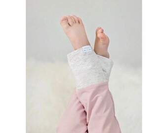 Blush & Heather Oatmeal Fold-over Waistband Sweat Pants
