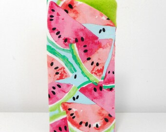 Watermelon Eyeglass Case, Bright Pink Eye Glass Case, Fabric Eyeglass holder, Readers Case, Sunglass Case