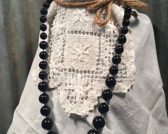 Vintage Black Beaded Necklace