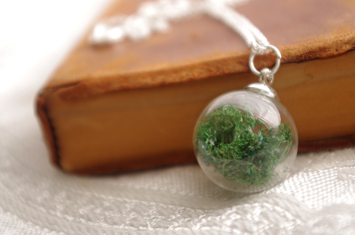 Real Moss Necklace Moss Jewelry Botanical Jewelry Orb