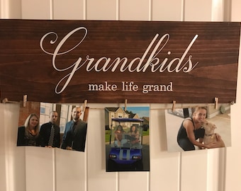 Grandkids make life grand sign - Fathers day gift - Grandkids sign - Grandparents gift - Mothers day gift - Grandparents sign - Photo Sign