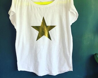 Scoop neck t shirt with Star print