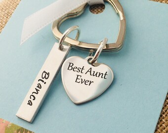 Aunt Keychain, Personalized Aunt Keychain, Best Aunt Ever Keychain, Personalized Aunt Gift, Custom Aunt Keychain, Aunt Jewelry