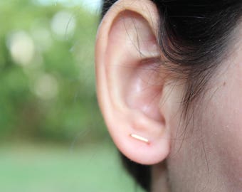 Double piercing earrings, double post earrings, two hole earrings, double stud earrings, double piercing earring set, connected earrings