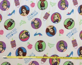 NEW Disney Princess Strong on cotton lycra knit fabric 96/4 58" wide.