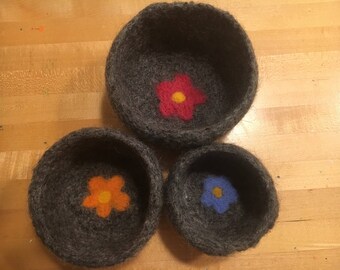 Nested Felted Wool Bowl Set