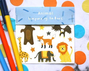 Animal Temporary Tattoo // Lion Giraffe Bear Elephant // Transfers
