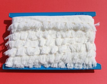 Vintage white Fringe Trim on Bolt, 1 3/4" wide Purse Lamp Shade Curtain Trim, Sewing trim 15 yards