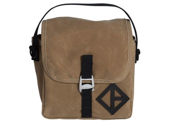 Double Take- Waxed Canvas- Wheat- Beer Bag, Insulated Bag, Lunch Bag, Cooler Bag