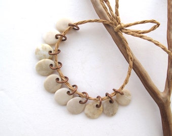Rock Charms Beach Stone Beads Small Pebble Beads Jewelry Findings Mediterranean River Rock Beads Pairs Copper CREME CHARMS 12-13 mm