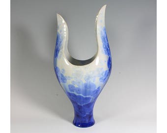 Sapphire Crystalline Glazed Curvy Vase