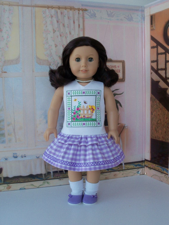 SUMMER SALE! Like American Girl Doll Clothes / Embroidered Summer Ruffle Dress
