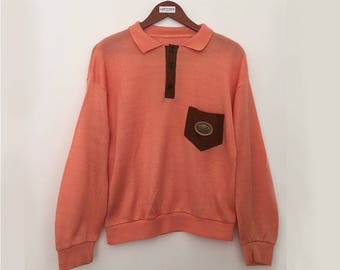Vintage Polo sweater / vintage pullover / pink sweater / vintage polo shirt / polo shirt / pink polo shirt / 90s sweater / made in france