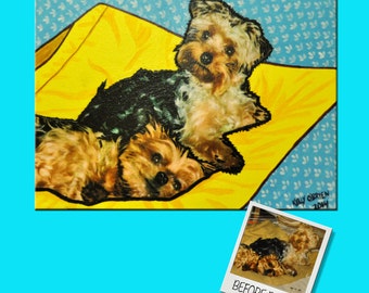 Custom Pet Portrait From Your Own Photos, 9 X12, Acrylic/Mixed Media on Gallery Wrapped Canvas