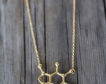 The Coffee Addict Necklace | Caffeine Molecule | Coffee Science Lovers Neckace