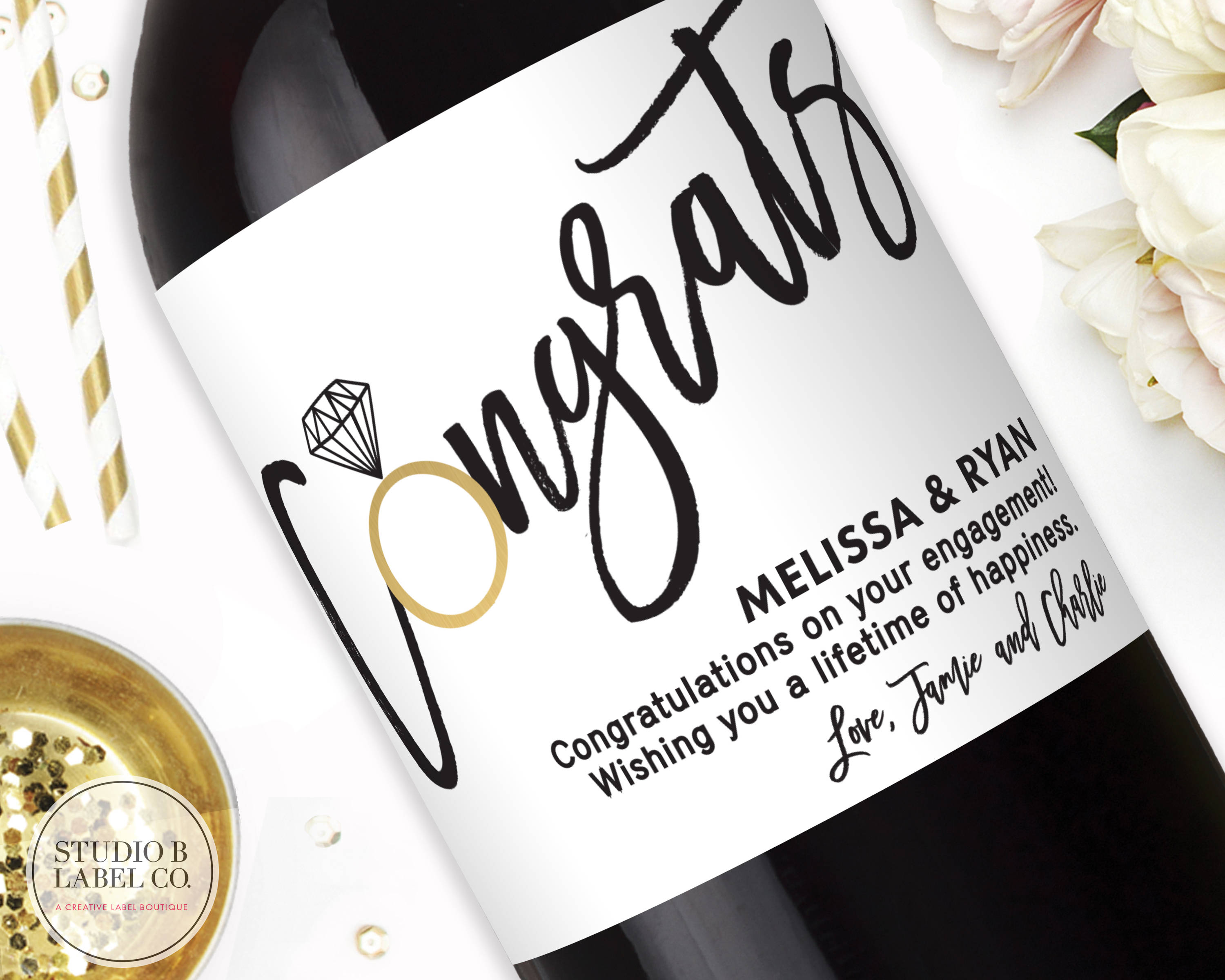 Congratulations Engagement Wine Labels Engagement Gifts for