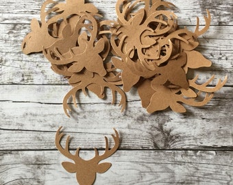 Deer Head and Antler Diecut - Kraft Paper, pack of 25 - hunting, nature, bucks