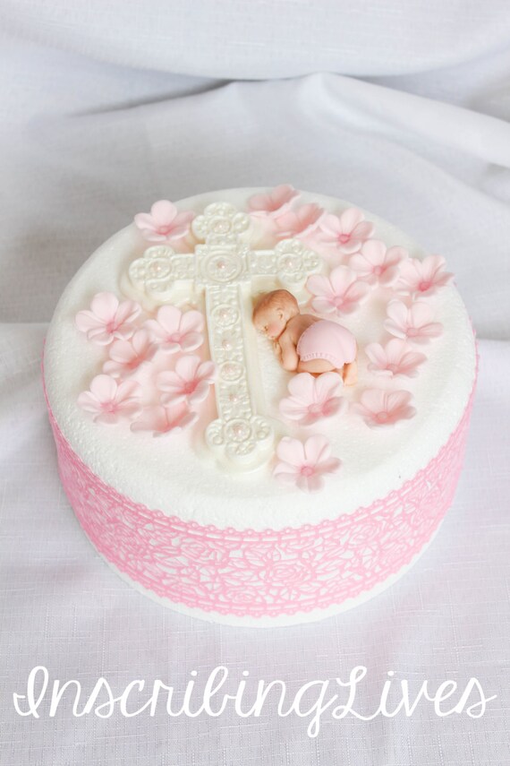 Baptism Cake Topper Girl 20pcs Christening Edible Decorations