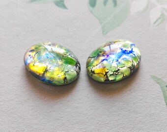 1Pc Vintage Czech Peridot Opal 18X13mm, Peridot Opal, Green Opal, Opal cabochon #B9