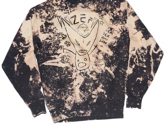 Splatter sweatshirt with ZEF artwork ninja zefstyle grunge futuristic baggy sweatshirt handmade