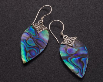 Abalone drop earrings. abalone shell. blue silver earrings. dangle silver earrings. shell jewelry. paua Shell .dangle abalone earrings.